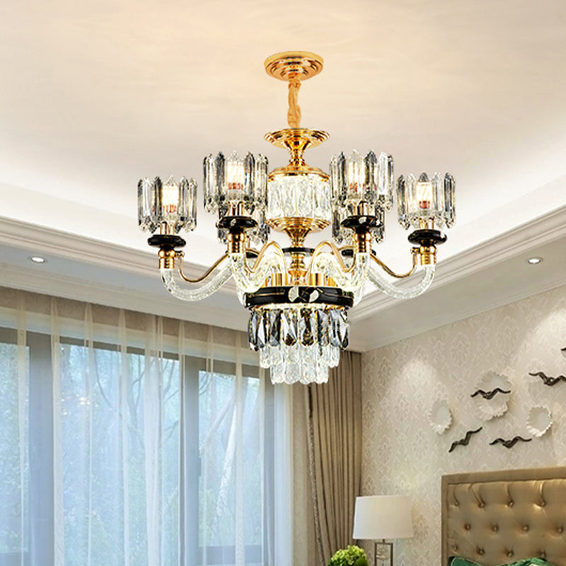 Gouden cirkel hanger kroonluchter traditionele kristal rechthoek 6/8 bollen woonkamer ophanging licht