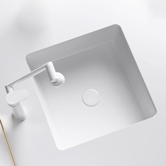 Classic Bathroom Sink Rectangular White Wash Stand with Pop-Up Drain