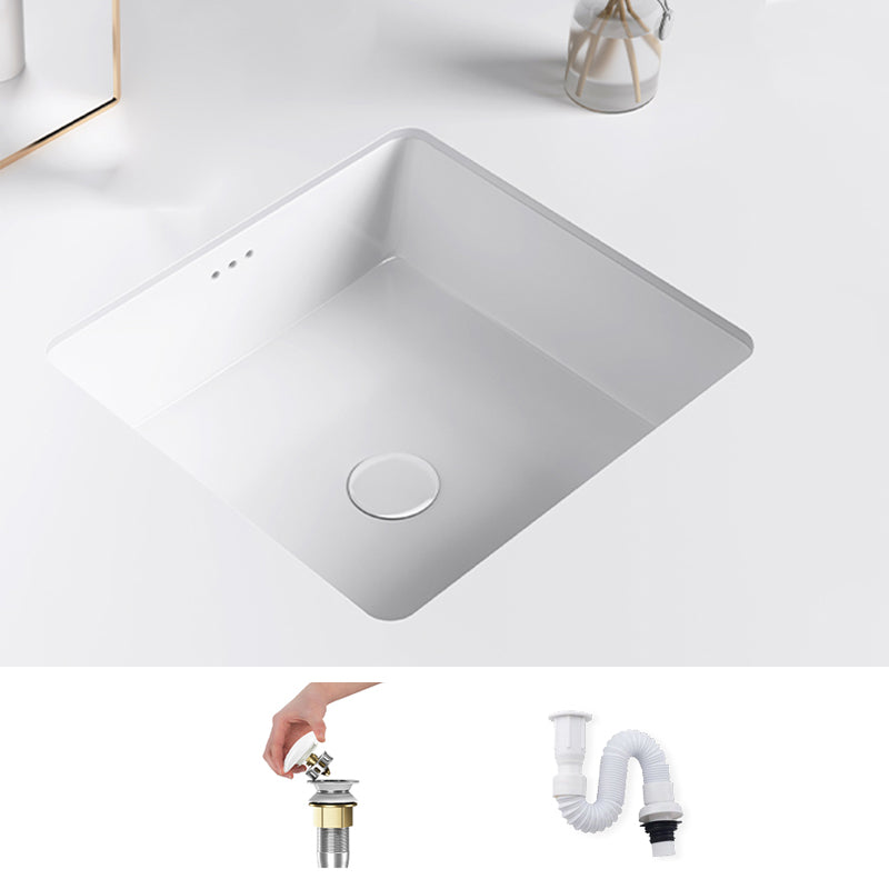 Classic Bathroom Sink Rectangular White Wash Stand with Pop-Up Drain