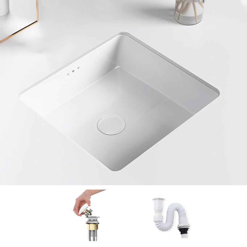 Classic Bathroom Sink Rectangular White Wash Stand with Pop-Up Drain
