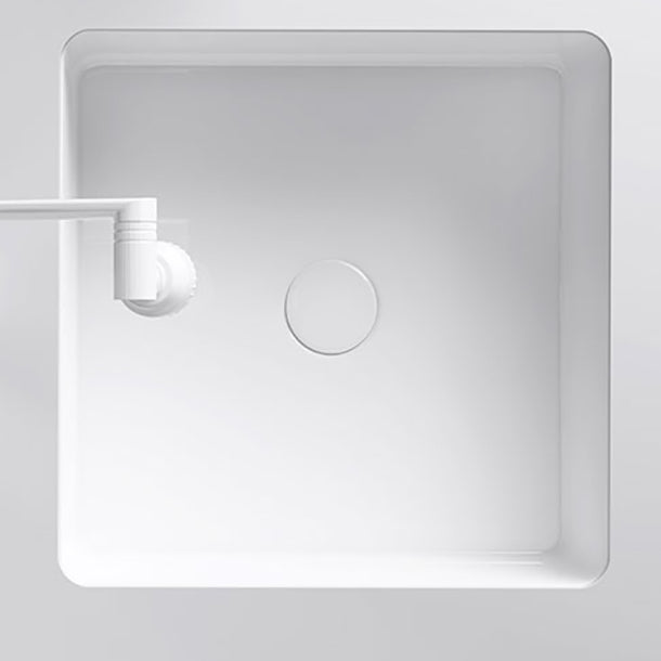 Classic Bathroom Sink Rectangular White Wash Stand with Pop-Up Drain
