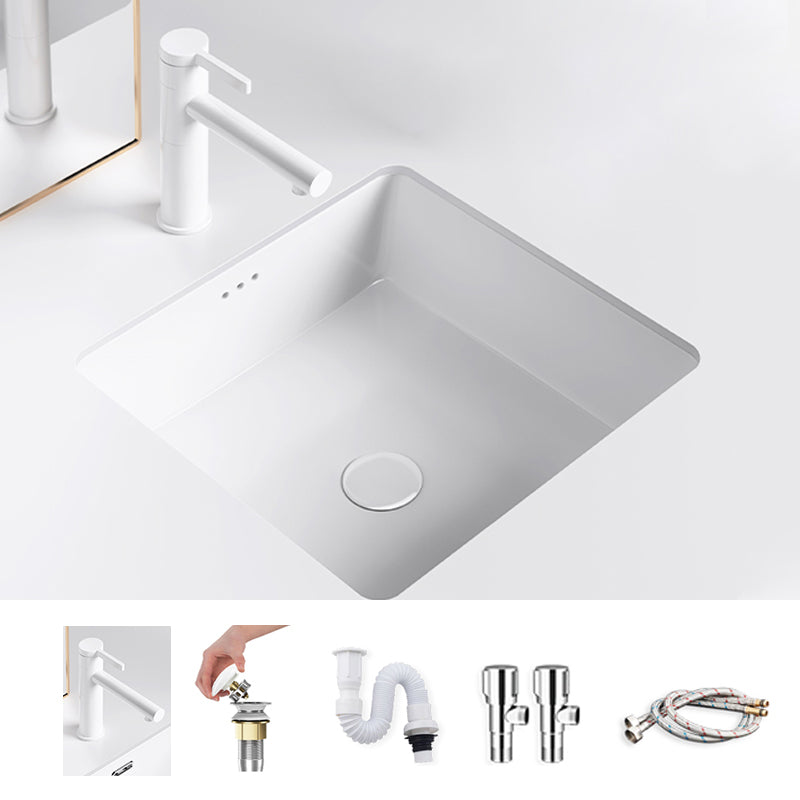 Classic Bathroom Sink Rectangular White Wash Stand with Pop-Up Drain