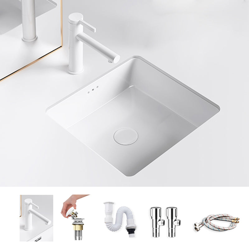Classic Bathroom Sink Rectangular White Wash Stand with Pop-Up Drain