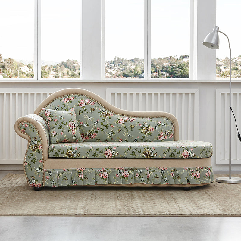 Traditional  Removable Cushions Chaise Fabric Floral Chaise for Living Room