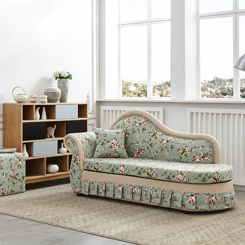 Traditional  Removable Cushions Chaise Fabric Floral Chaise for Living Room