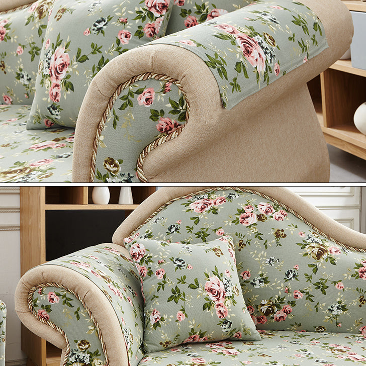 Traditional  Removable Cushions Chaise Fabric Floral Chaise for Living Room