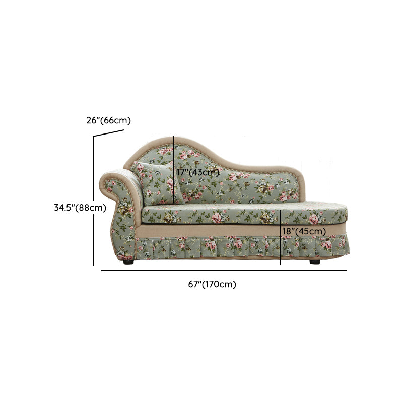 Traditional  Removable Cushions Chaise Fabric Floral Chaise for Living Room
