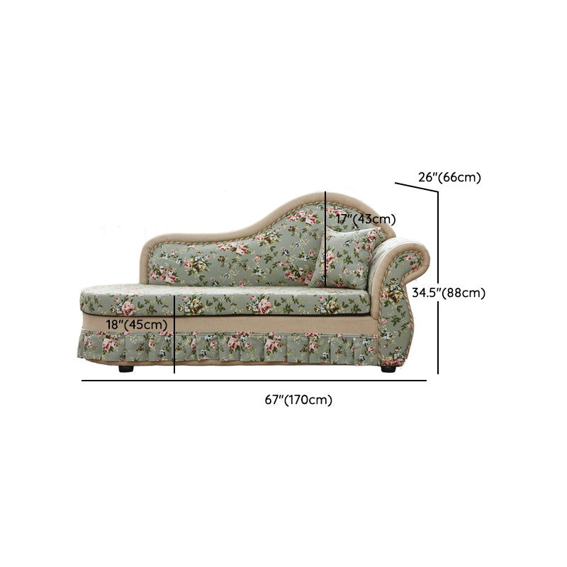 Traditional  Removable Cushions Chaise Fabric Floral Chaise for Living Room