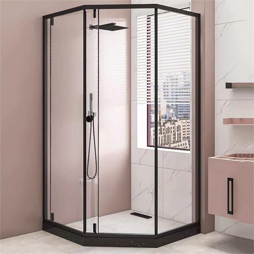 Framed Single Sliding Shower Enclosure Neo-Angle Black Shower Enclosure