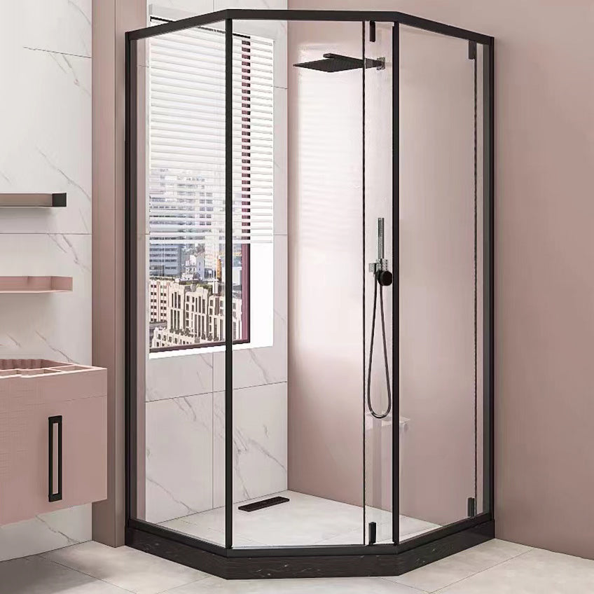 Framed Single Sliding Shower Enclosure Neo-Angle Black Shower Enclosure
