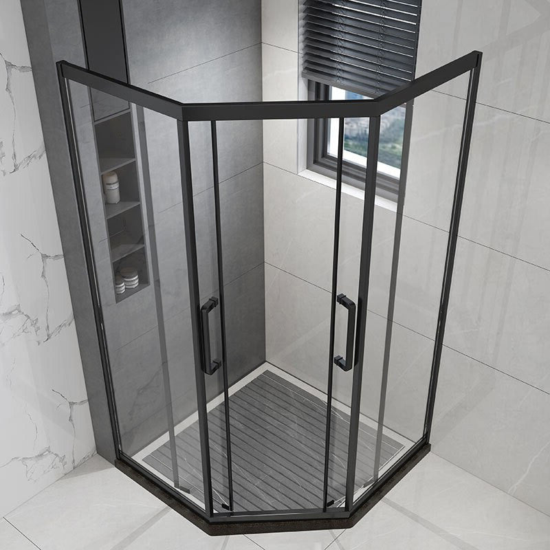 Framed Black Shower Enclosure Double Sliding Neo-Angle Shower Enclosure