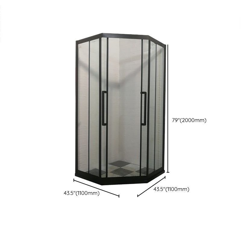 Framed Black Shower Enclosure Double Sliding Neo-Angle Shower Enclosure