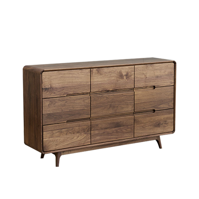 Modernism Horizontal Double Dresser Walnut Dresser with Storage for Bedroom