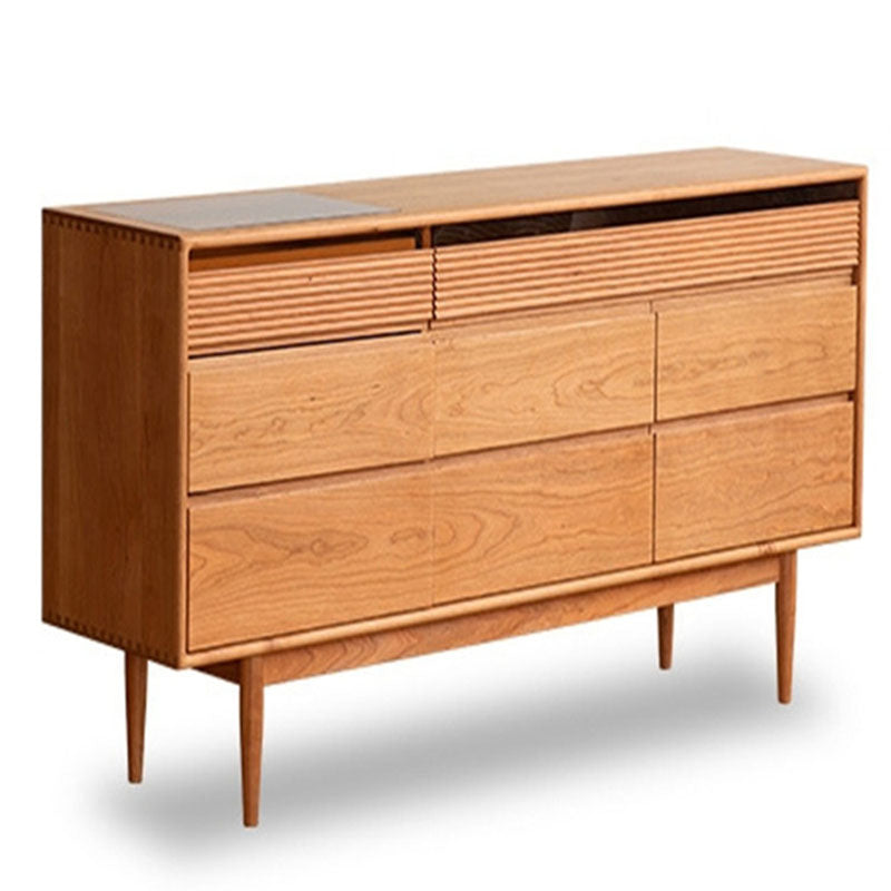 Modernism Horizontal Double Dresser Solid Wood Storage Dresser for Bedroom