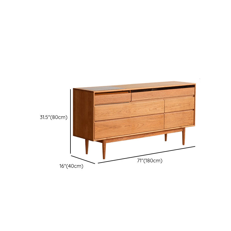 Modernism Horizontal Double Dresser Solid Wood Storage Dresser for Bedroom
