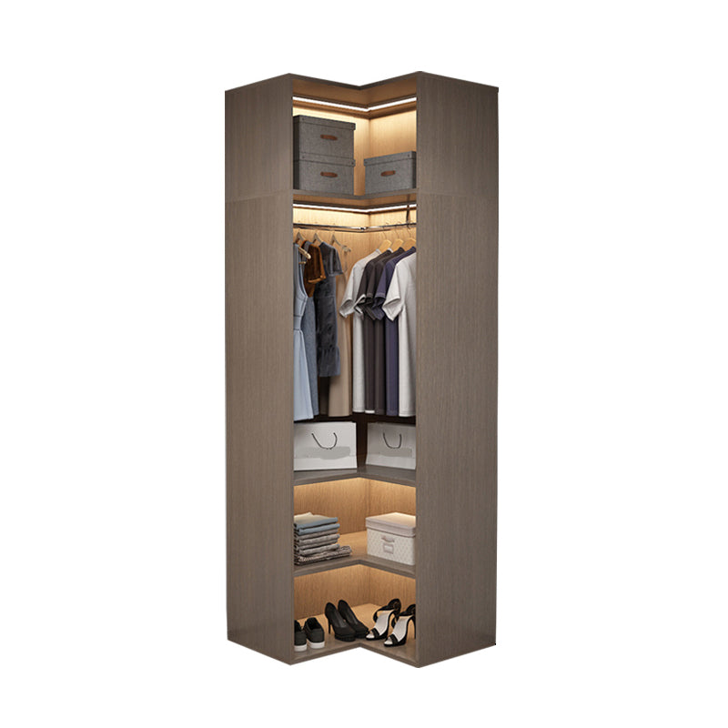 Brown Engineered Wood Wardrobe Cabinet Modern Style Wardrobe Closet without Light