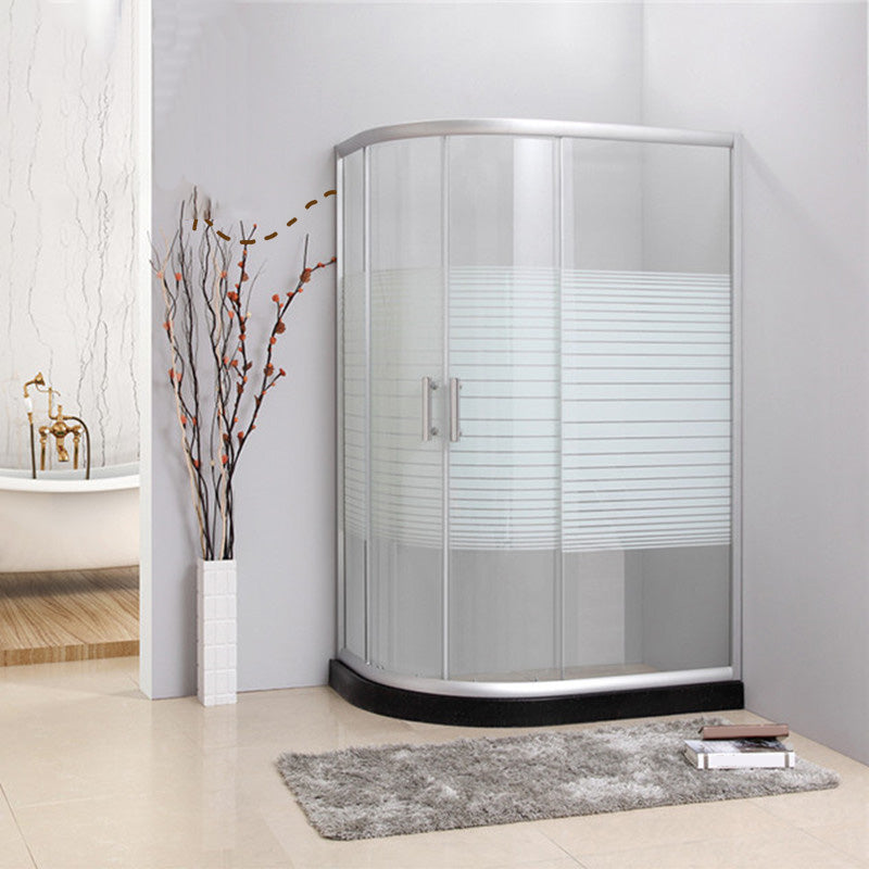 Semi-Frameless Shower Bath Door Double Sliding Shower Doors Patterned