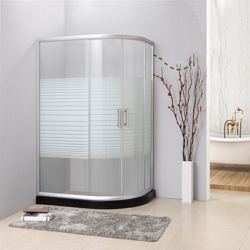 Semi-Frameless Shower Bath Door Double Sliding Shower Doors Patterned
