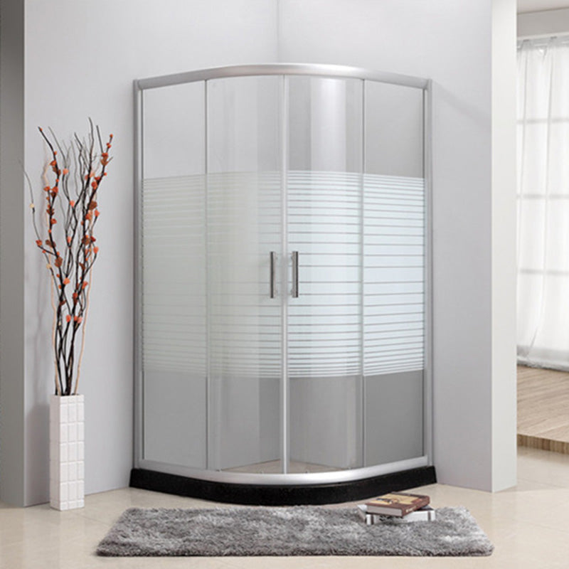 Semi-Frameless Shower Bath Door Double Sliding Shower Doors Patterned