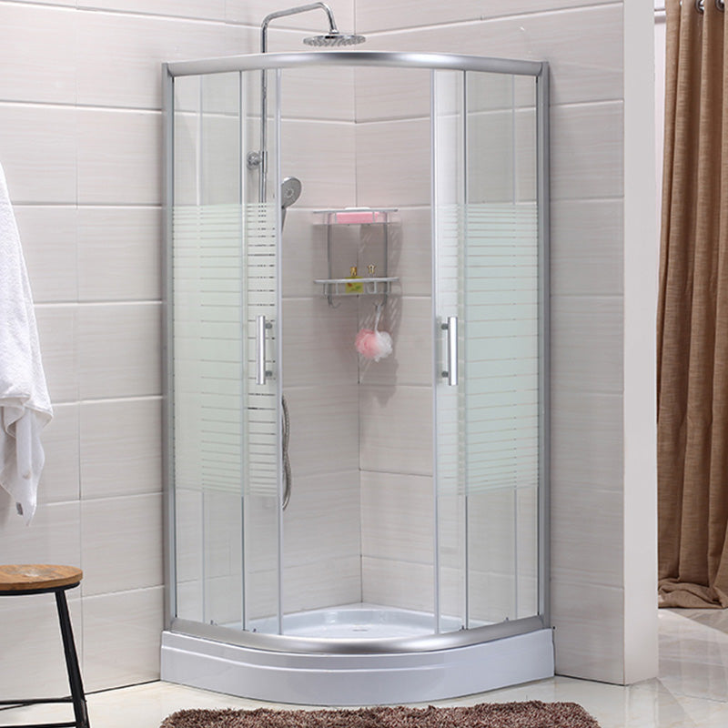 Semi-Frameless Shower Bath Door Double Sliding Shower Doors Patterned