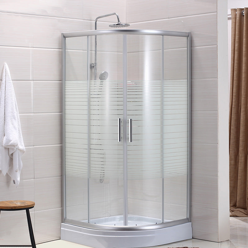 Semi-Frameless Shower Bath Door Double Sliding Shower Doors Patterned