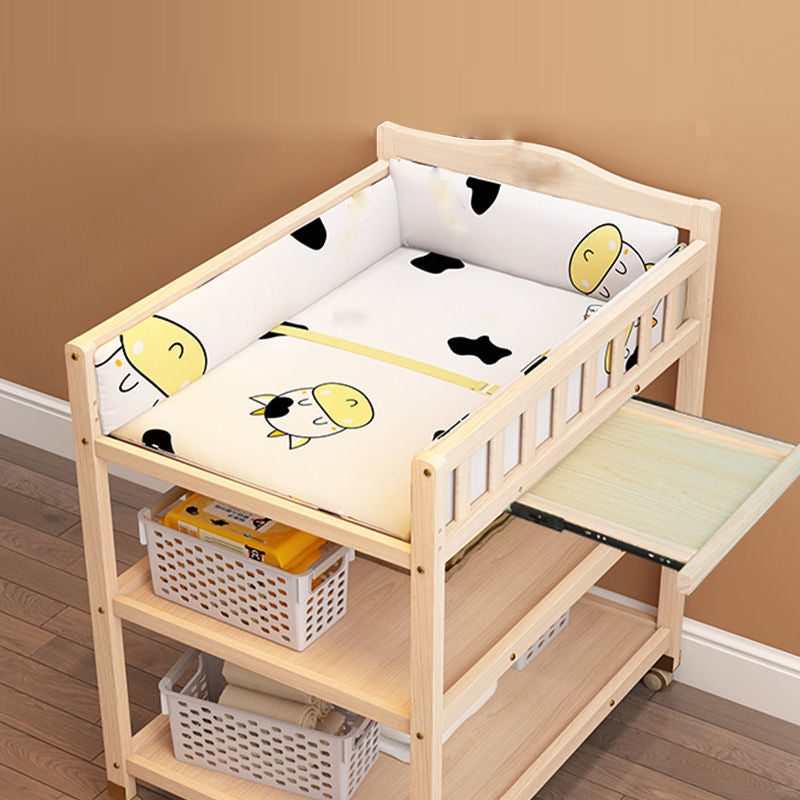 Wooden Baby Changing Table Modern Changing Table with Shelf and Changing Pad