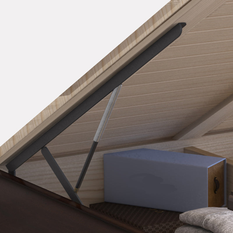 Mid-Century Modern Standard Bed Mahogany Espresso Panel Bed with Headboard