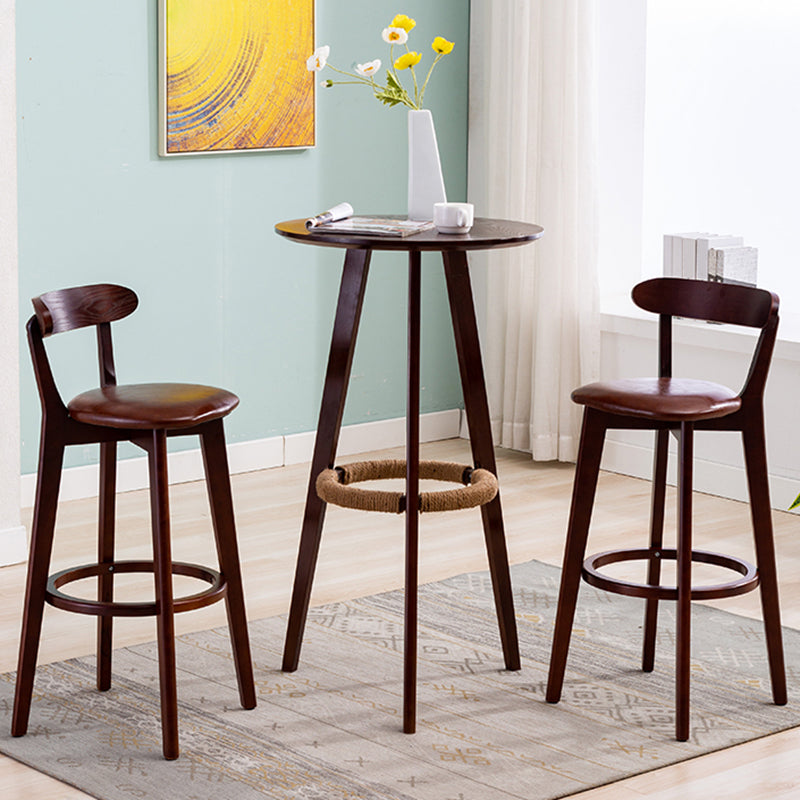 Contemporary Round Bar Set 1/3 Pieces Wooden Pub Table Set for Home