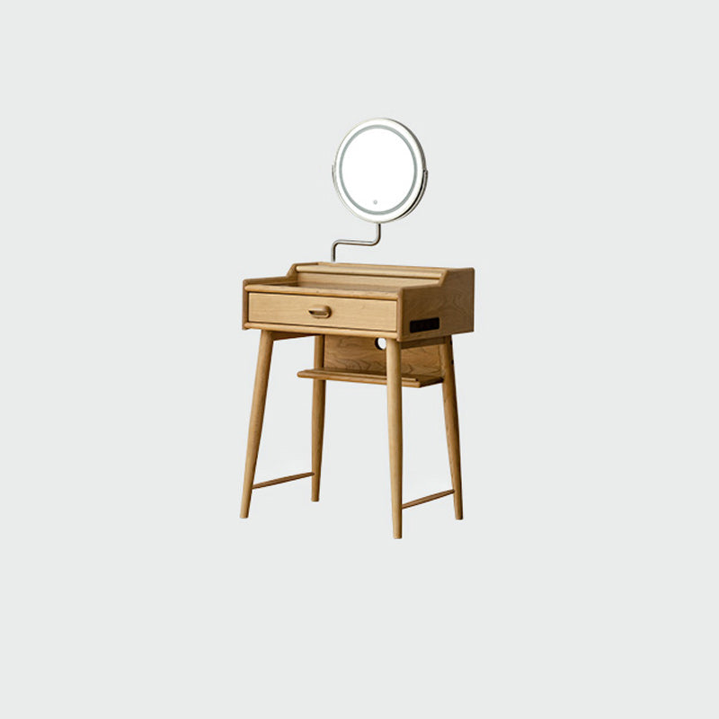 Minimalism Solid Wood Makeup Table Vanity Stool with Drawers and Mirror