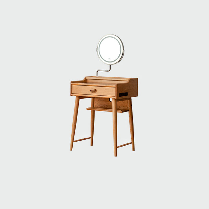 Minimalism Solid Wood Makeup Table Vanity Stool with Drawers and Mirror