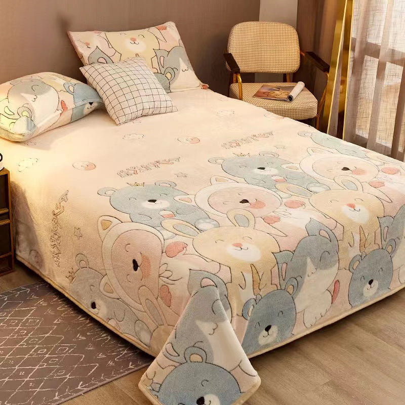 Breathable Sheet Cartoon Pattern Non-Pilling Ultra-Soft Sheet