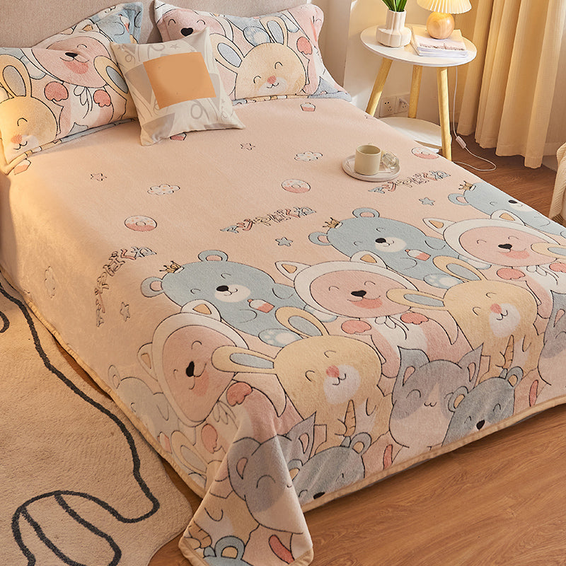 Breathable Sheet Cartoon Pattern Non-Pilling Ultra-Soft Sheet