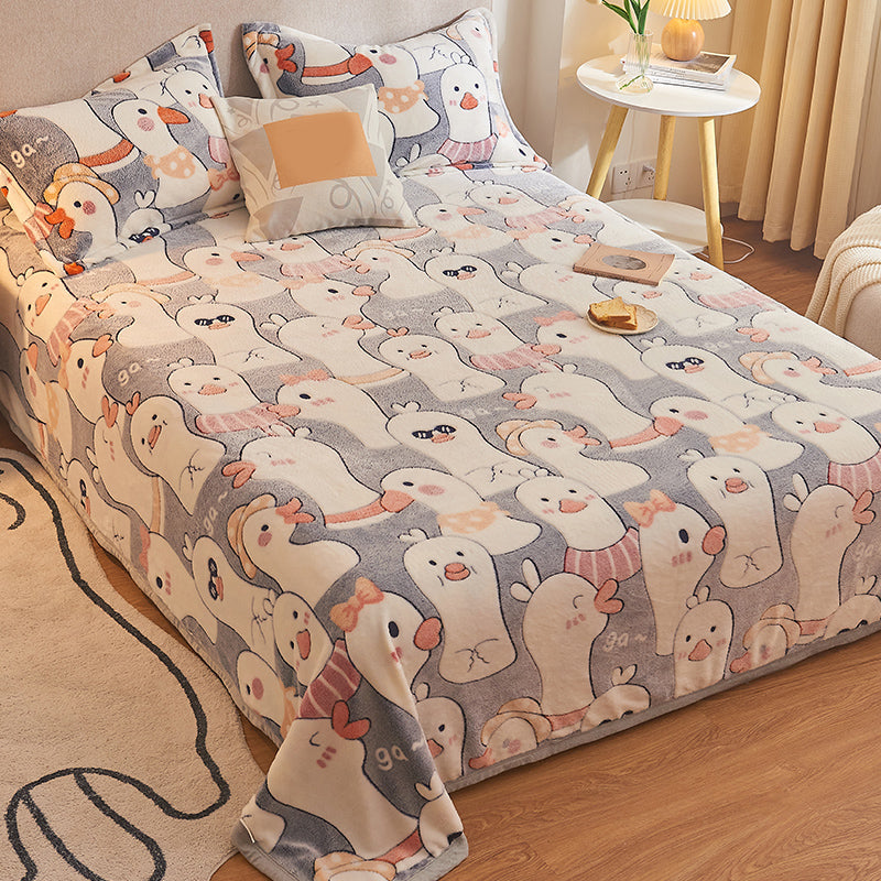 Breathable Sheet Cartoon Pattern Non-Pilling Ultra-Soft Sheet