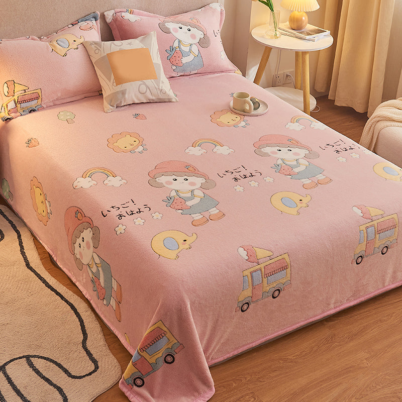 Breathable Sheet Cartoon Pattern Non-Pilling Ultra-Soft Sheet