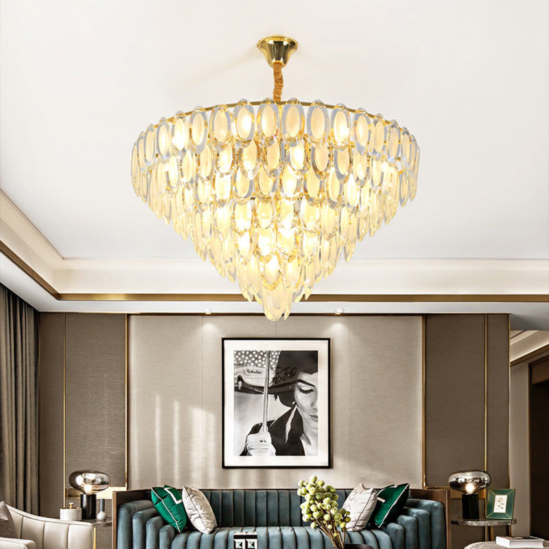 Ovale Crystal Gold Semi Flushmount superbe 5 bulbes de style moderne plafond Flush Mount Light pour le salon