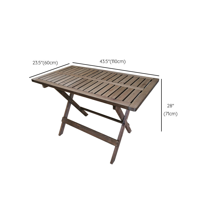 Modern Geometric Foldable Patio Table Solid Wood Frame Dining Table for Outdoor
