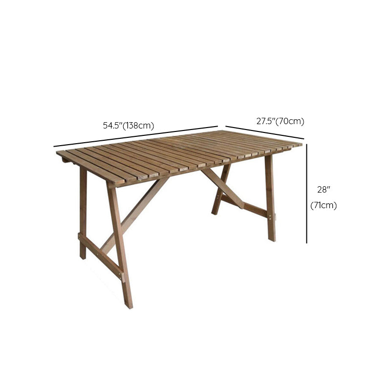 Modern Geometric Foldable Patio Table Solid Wood Frame Dining Table for Outdoor