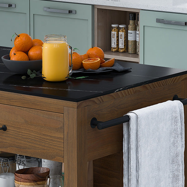 Dining Room Kitchen Island Table Modern Marble Prep Table with Open Storage