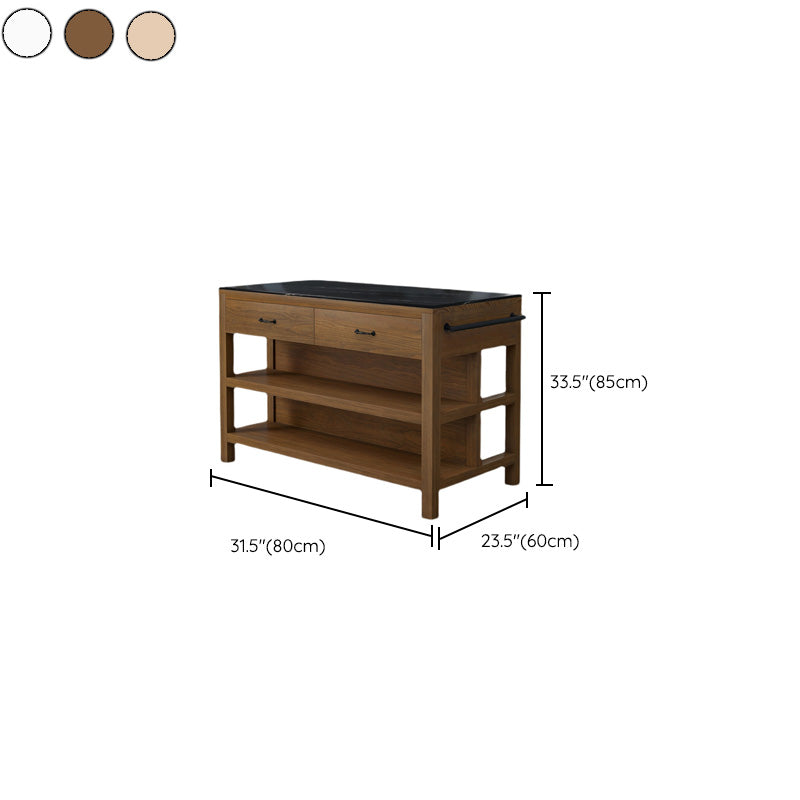 Dining Room Kitchen Island Table Modern Marble Prep Table with Open Storage