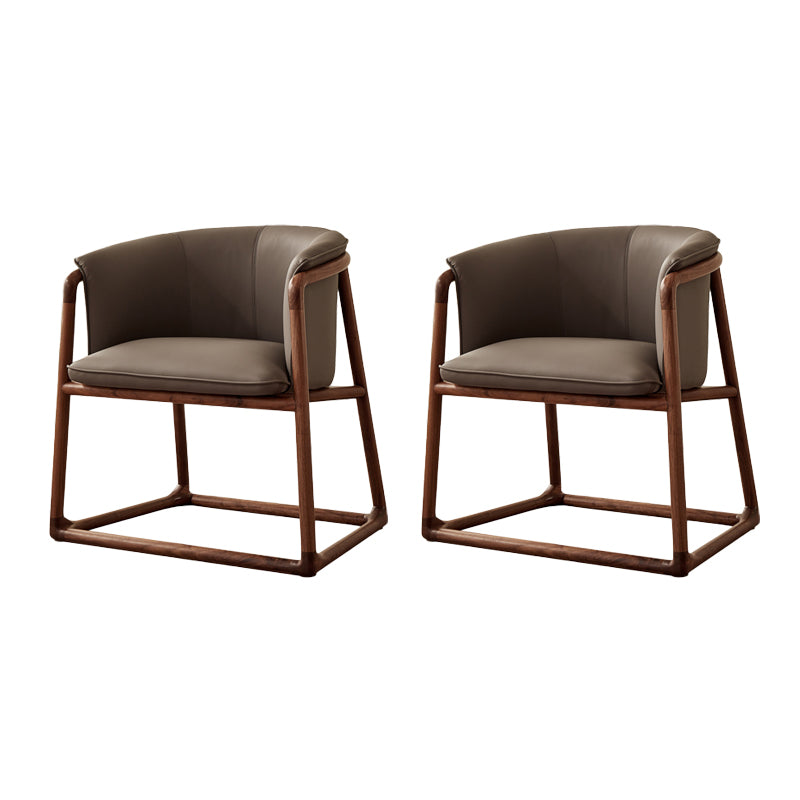 Modern Style Dining Chair Leather Wooden Base Arm Chair for Home Use