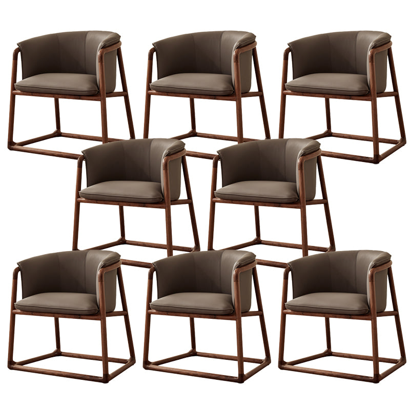 Modern Style Dining Chair Leather Wooden Base Arm Chair for Home Use