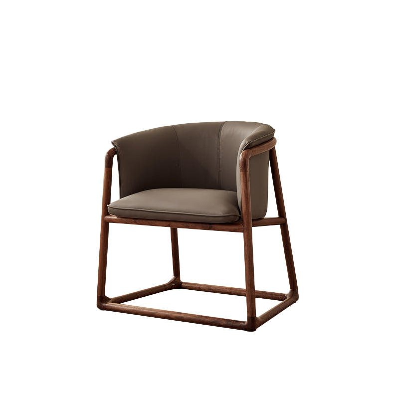 Modern Style Dining Chair Leather Wooden Base Arm Chair for Home Use