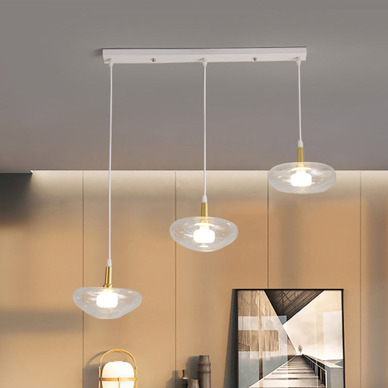 Lampadella multipla ovale vintage vetro trasparente in vetro trasparente 3 lampadine lampada a sospensione sospesa con baldacchino rotondo/lineare