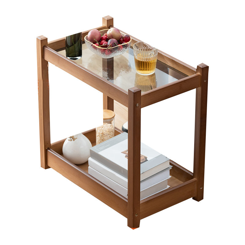 11" Wide Contemporary Corner Table Storage Clear Double Tier Accent Side Table