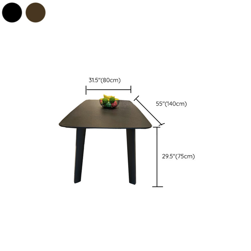 Modern Rectangle Stone Dining Table Wood Base for Dining Room