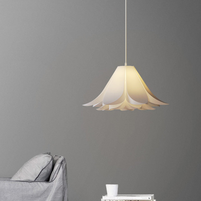 Modern 1-Head Pendant Lamp White Lily Shaped Suspension Lighting with Acrylic Shade