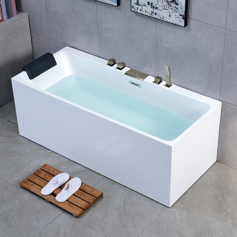 Modern Rectangular Bathtub Center White Freestanding Acrylic Bath