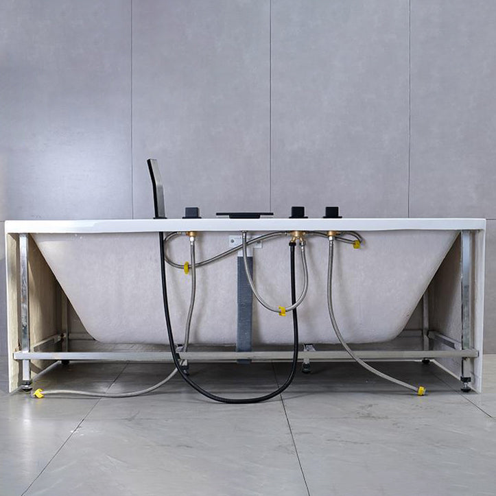 Modern Rectangular Bathtub Center White Freestanding Acrylic Bath