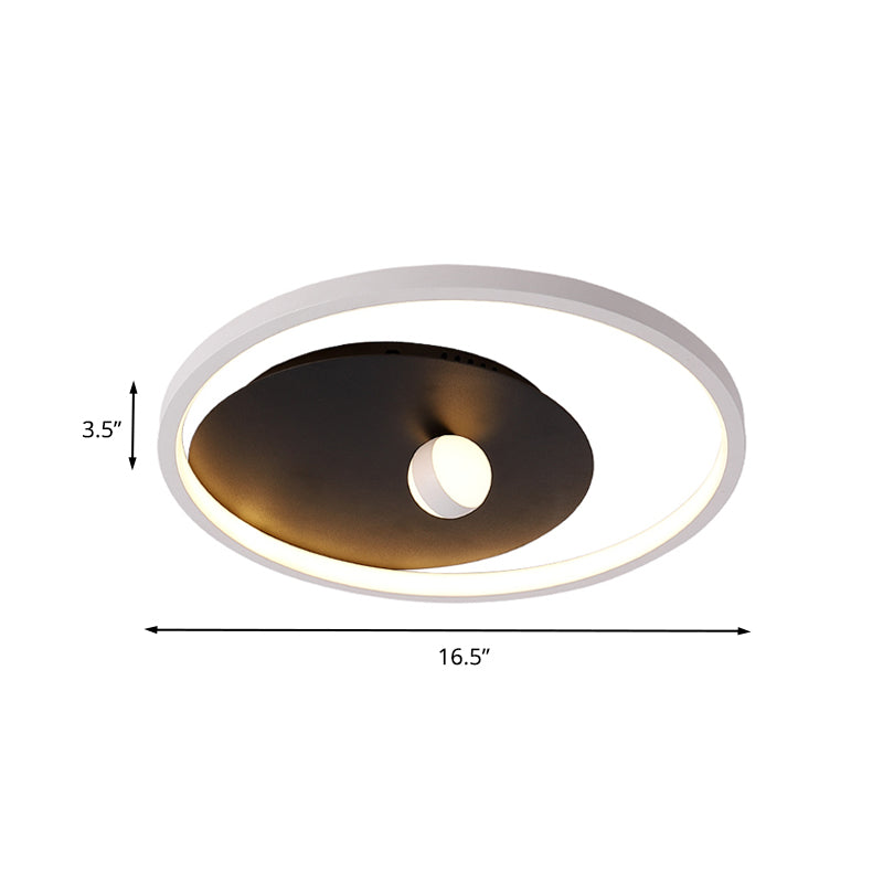 Black and White Circle Flush Mount Fixture Modernist Acrylic LED Ceiling Mounted Light with Ball Design for Bedroom