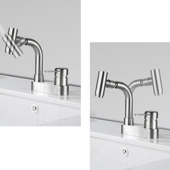 Centerset Bathroom Faucet Stainless Steel Lever Handle 2 Holes Swivel Vanity Sink Faucet